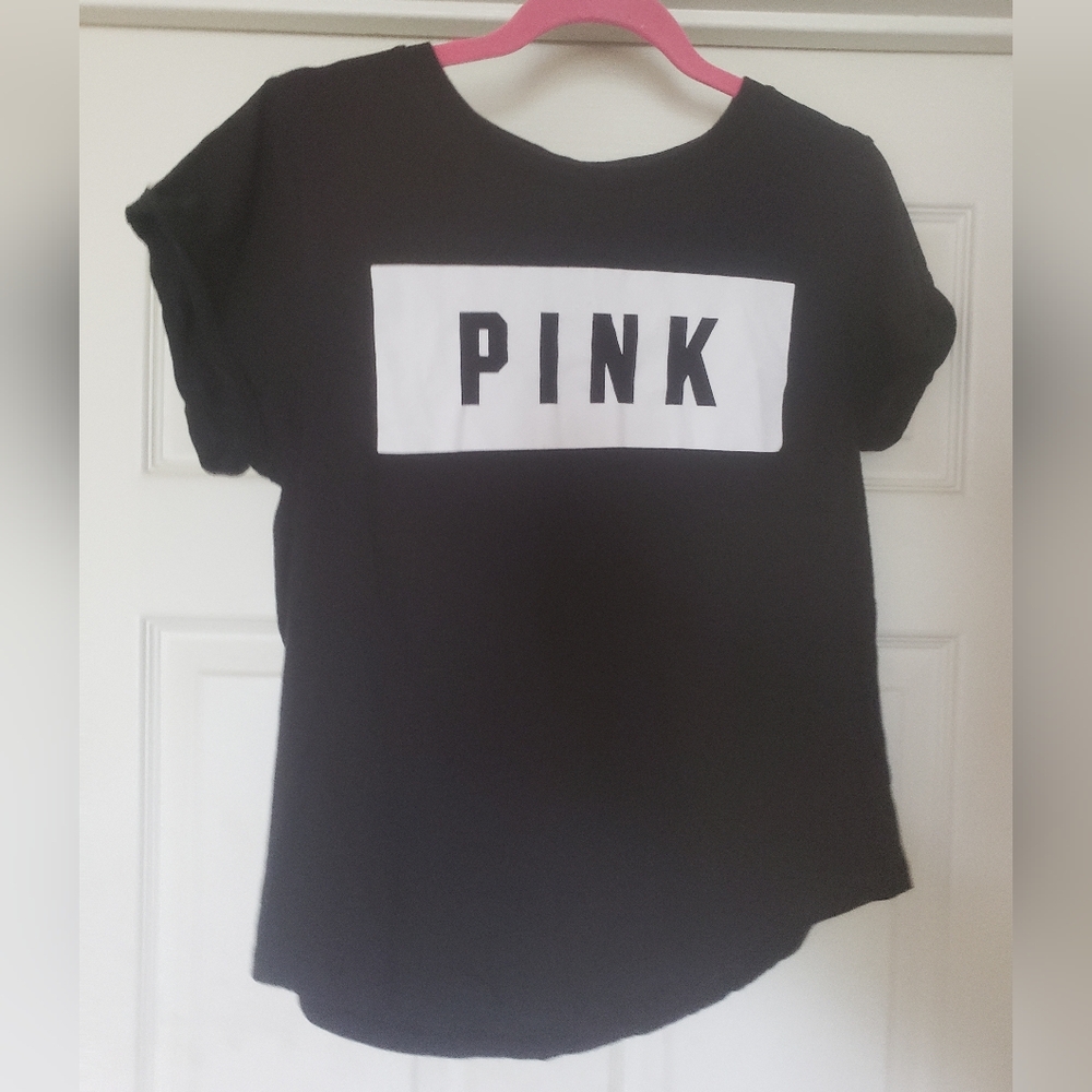 Victoria's Secret Black Tee with White Logo